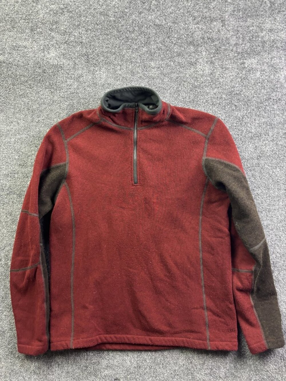 Kuhl Revel Fleece Pullover Men Medium Red 1/4 Zip Long Sleeve Hiking Performance